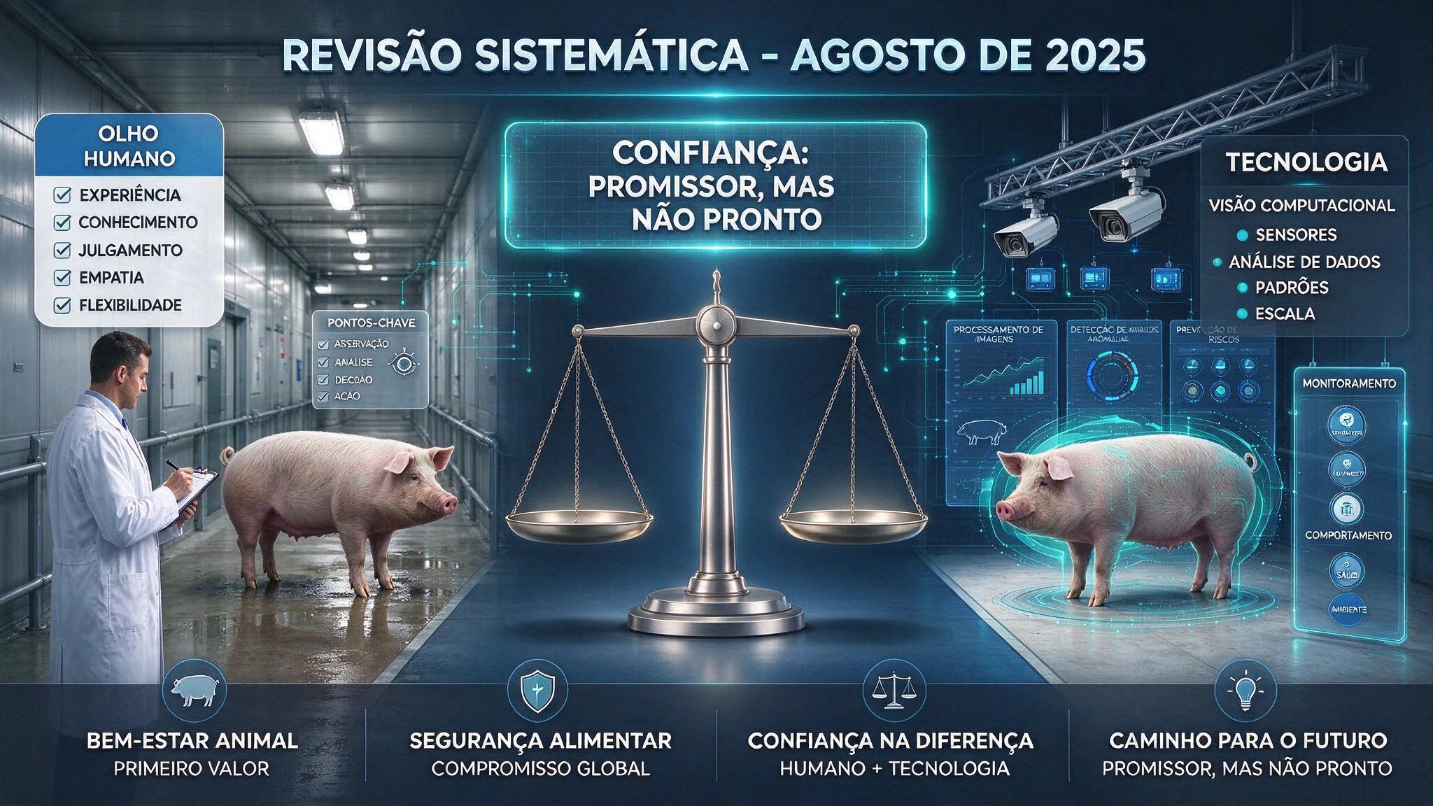 A câmera consegue dizer se o animal sofreu? O que 102 estudos mostram sobre medir bem-estar no abate sem depender do olho humano