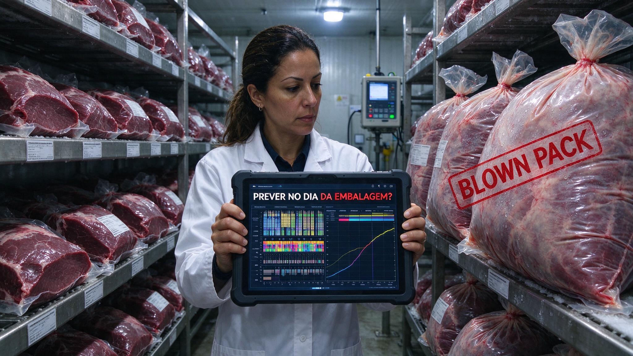 A embalagem vai estufar? A aposta brasileira em microbioma e aprendizado de máquina para prever o blown pack na carne a vácuo